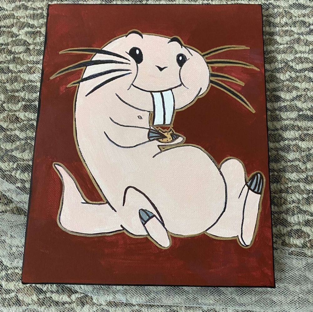 2/$20 Kim Possible Roofus eating a cookie painting